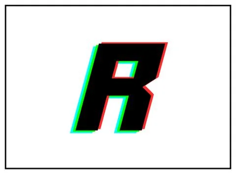 R letter logo, vector desing font .Dynamic, split-color, shadow of  number re Stock Illustration