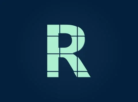 R letter logo, vector desing font.  Made of knife cut. For logo, brand label, Illustrazione stock
