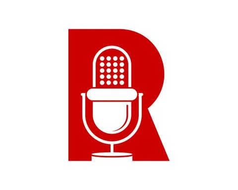 R Letter with microphone inside Stock Illustration