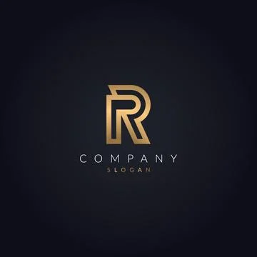 R Letter Premium Logo Monogram Template. gold color R Letter Icon design Stock Illustration