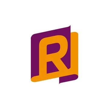 R letter on roll background. Vector symbol Stock Illustration
