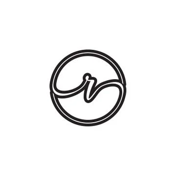 R letter script circle logo design vector 스톡 일러스트
