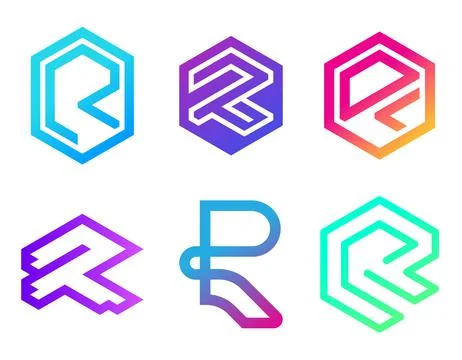 R Letter Set Logo Design Icon Vector Stock Illustration