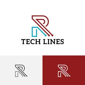 R Letter Shape Technology Lines Internet Business Logo Stock Illustration