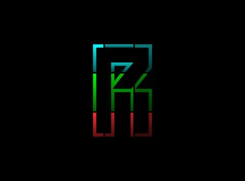 R letter vector outline stroke desing, font logo. Red, green, blue color on b Stock Illustration
