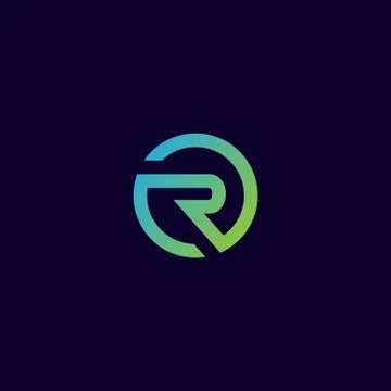 R logo in the circle , simple clean and modern style. Stock Illustration