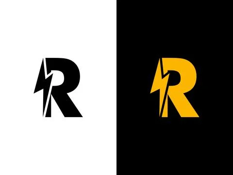 R logo energy vector for identity company. initial letter volt logo template Stock Illustration