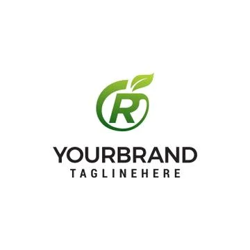 R logo initial letter design template vector with leaf fruit logo design conc Stock Illustration