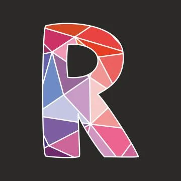 R low poly alphabet vector letter isolated on black background Stock Illustration