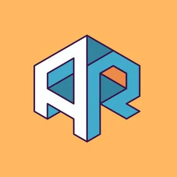 A R  monogram lettering with perspective geometric concept Stock Illustration