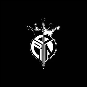 R N circle monogram logo emblem style with clown crown shape vector decoratio Stockillustratie