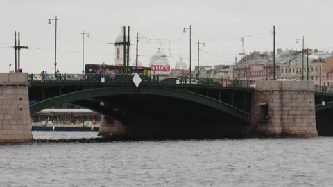 R Neva in the cloudy summer afternoon. Stock Footage 340872646