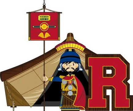 R is for Roman Alphabet Learning Illustration Иллюстрация