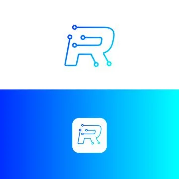 R tech letter logo design, R icon,	 Stock Illustration