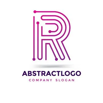 R Technology Letter Dots Logo Design Template Colorful Corporate Design Stock Illustration
