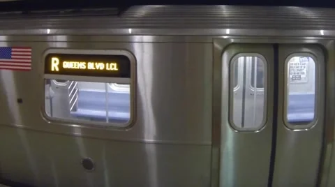 R train departs station Stock Footage 47469972