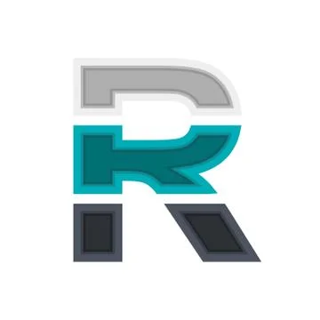 R vector font alphabet, modern dynamic design. Black, irish blue, white color Stock Illustration