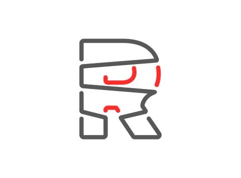 R vector letter, modern desing. Line stroke, unique font. For poster, logo, b Stock Illustration