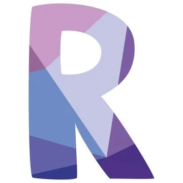 R vector low poly wrapping surface pastel alphabet letter Stock Illustration