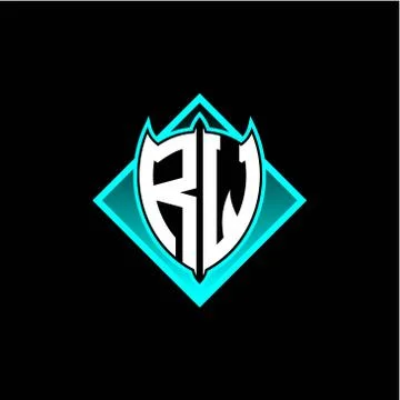 R W letter shield with square protection logo as a sweetener Stock Illustration