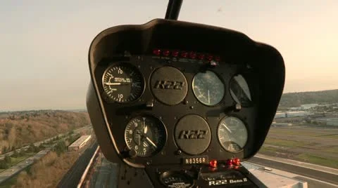 R22 Cockpit Stock Footage 22332226