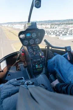R44 cockpit Fotos Stock