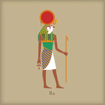 Ra, God of the sun icon, flat style 스톡 일러스트
