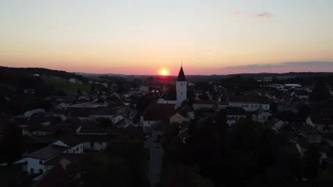 Raab, Upper Austria- Aerial at Sundown Stock Footage 166018882