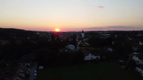 Raab, Upper Austria- Aerial at Sundown Stock Footage 166018919