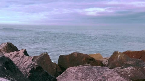 Rabat, Morocco Atlantic Coast – Waves on Rocky Shore by Lighthouse Stock Footage 303967694