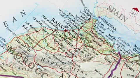 Rabat - Morocco Map Zoom Stock Footage 34455063