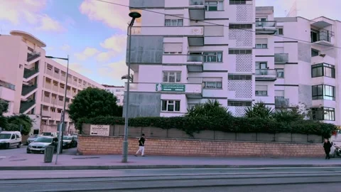 Rabat Tramway Commute with Sunset Clouds Video stock 303965503