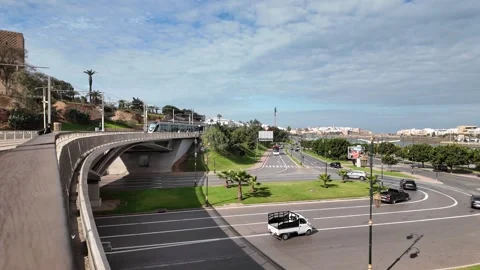 Rabat tramway passing through city streets, Morocco – October 26, 2025 Stock Footage 320070729