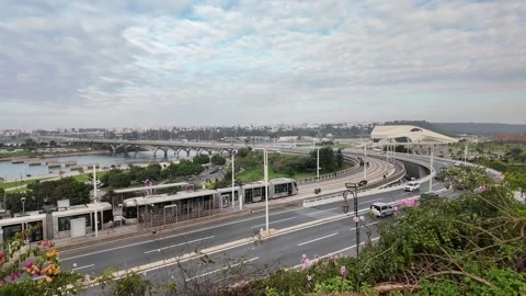 Rabat tramway passing through city streets, Morocco – October 26, 2025 Stock Footage 320072041