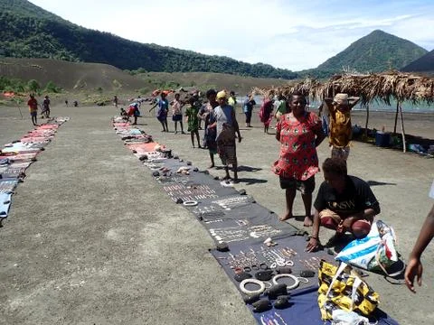 Rabaul Mount Tavurvur active Volcano Hot springs in PNG Stock Photos