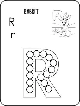 Rabbit abc animals dot markers activity Pages Stock Illustration
