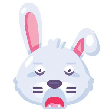 Rabbit afraid expression face funny emoji vector Stock Illustration