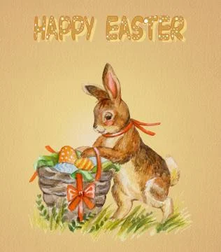 Rabbit and basket Stock Illustration