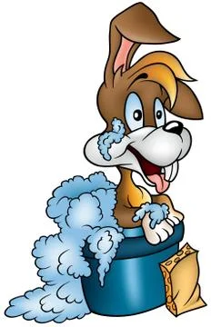 Rabbit and Bathing Stock Illustration