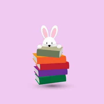 Rabbit and books Stock Illustration