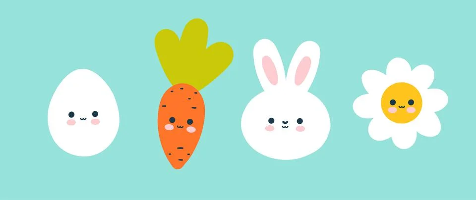 Rabbit and Carrot Easter characters Stock Illustration