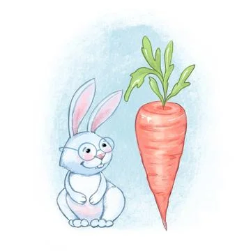 Rabbit and carrot Stock-Illustration