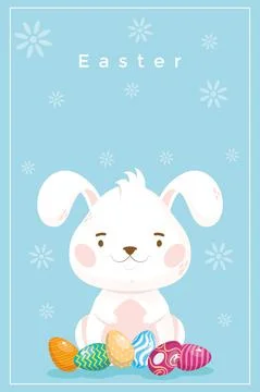 Rabbit and easter eggs Stock Illustration