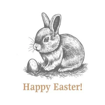 Rabbit and egg vector illustration. Happy Easter Stock Illustration