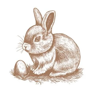 Rabbit and egg vector illustration. Stock Illustration