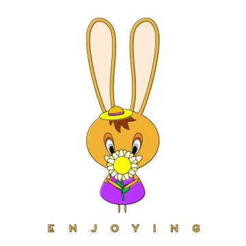 Rabbit and flower Stock Illustration