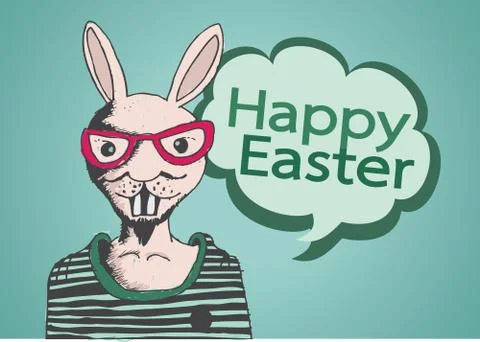 Rabbit and happy easter design 库存插图