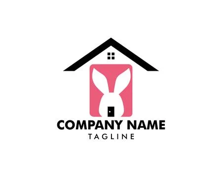 Rabbit and house logo concept vector icon template Stock Illustration