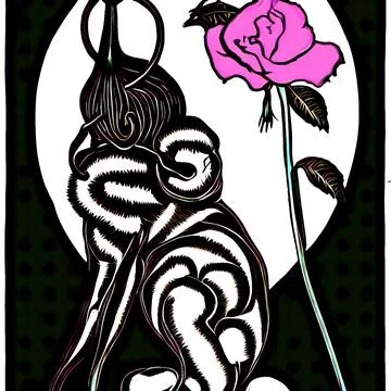 Rabbit and Rose Stock Illustration