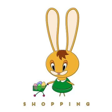 Rabbit and shopping Stock Illustration